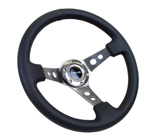 350mm 3 in. Deep Dish Leather Grip Steering Wheel - RST-006GM