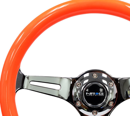 350mm 2 in. Deep Dish Orange Colored Wood Grip Steering Wheel - ST-015CH-NOR