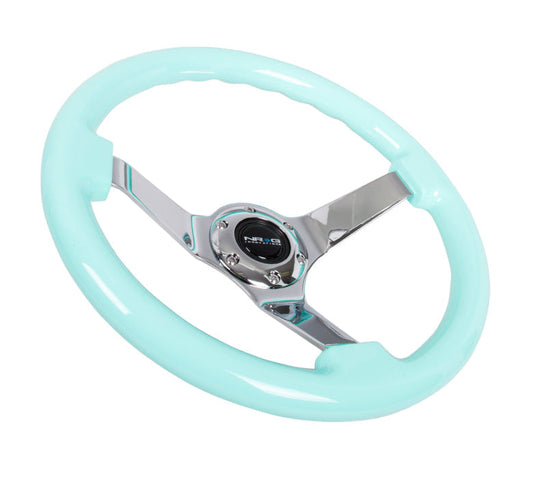 350mm 3 in. Deep Dish Mint Fresh Wood Grain Steering Wheel - ST-036MF-CH