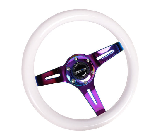 310mm Neochrome Spoke White Wood Grian Steering Wheel - ST-310WT-MC