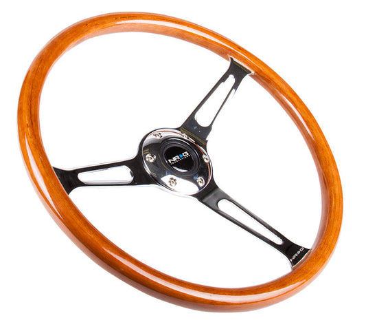 380mm Aluminum Spoke Wood Grain Grip Steering Wheel - RST-360SL