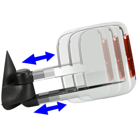 Chrome Powered Heated Towing Mirrors (Pair)<br>99-02 Chevy Silverado 1500-3500, GMC Sierra 1500