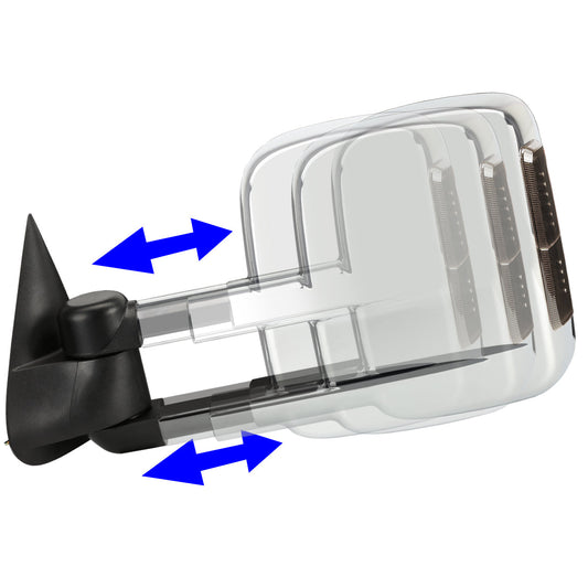 Chrome Powered Heated Towing Mirrors (Pair)<br>99-02 Chevy Silverado 1500-3500, GMC Sierra 1500