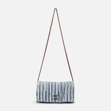 WGACA Chanel Denim Fringed Flap Bag - Blue