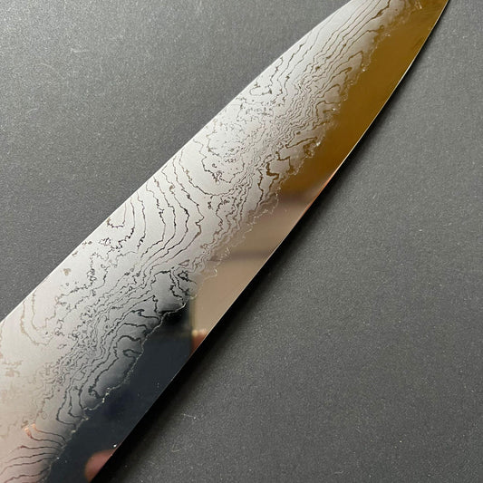 Gyuto knife, Shirogami 2 with iron cladding, Hand Laminated Damascus finish, Hyomon range - Hatsukokoro