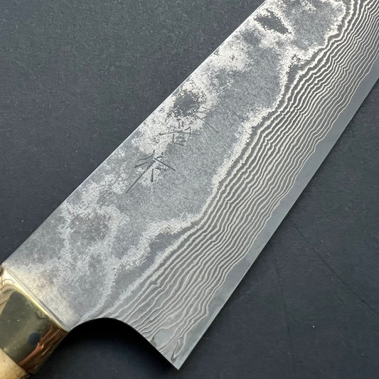 Gyuto knife, VG10 Stainless Steel, Damascus finish, Dyed Cow Horn western style handle - Saji