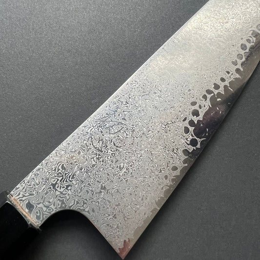 Santoku knife, Ginsan with Stainless Steel cladding, Damascus finish, Ginyo range - Hatsukokoro