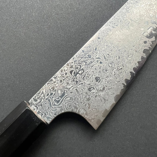 Petty knife, Ginsan with Stainless Steel cladding, Damascus finish, Ginyo range - Hatsukokoro