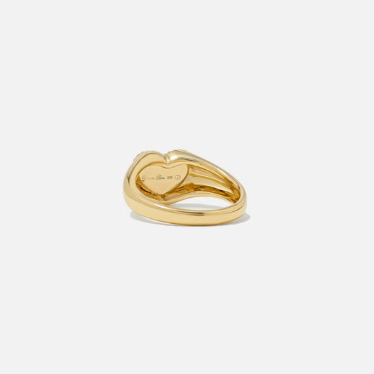 Yvonne Leon Mini Chevaliere Coeur Couleur - Yellow Gold / Green