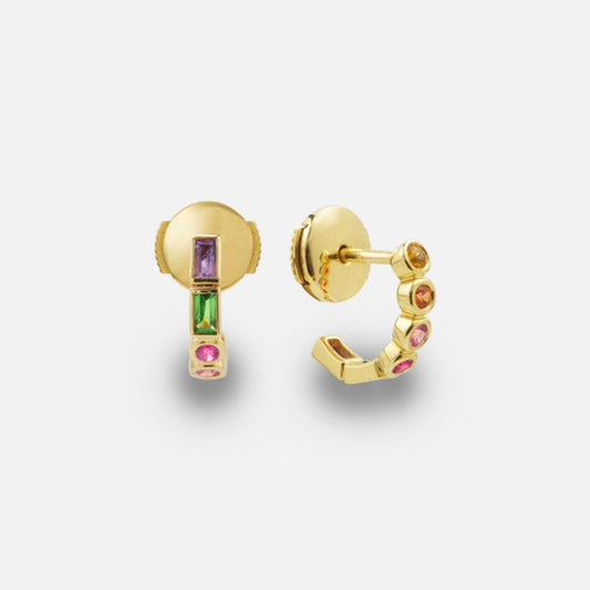 Yvonne Leon Paire de Creoles Riviere Baguettes Clos Earrings - Rainbow