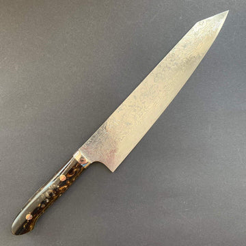 Gyuto knife, SG2 powder steel, Damascus and Tsuchime finish, Acrylic handle - Saji